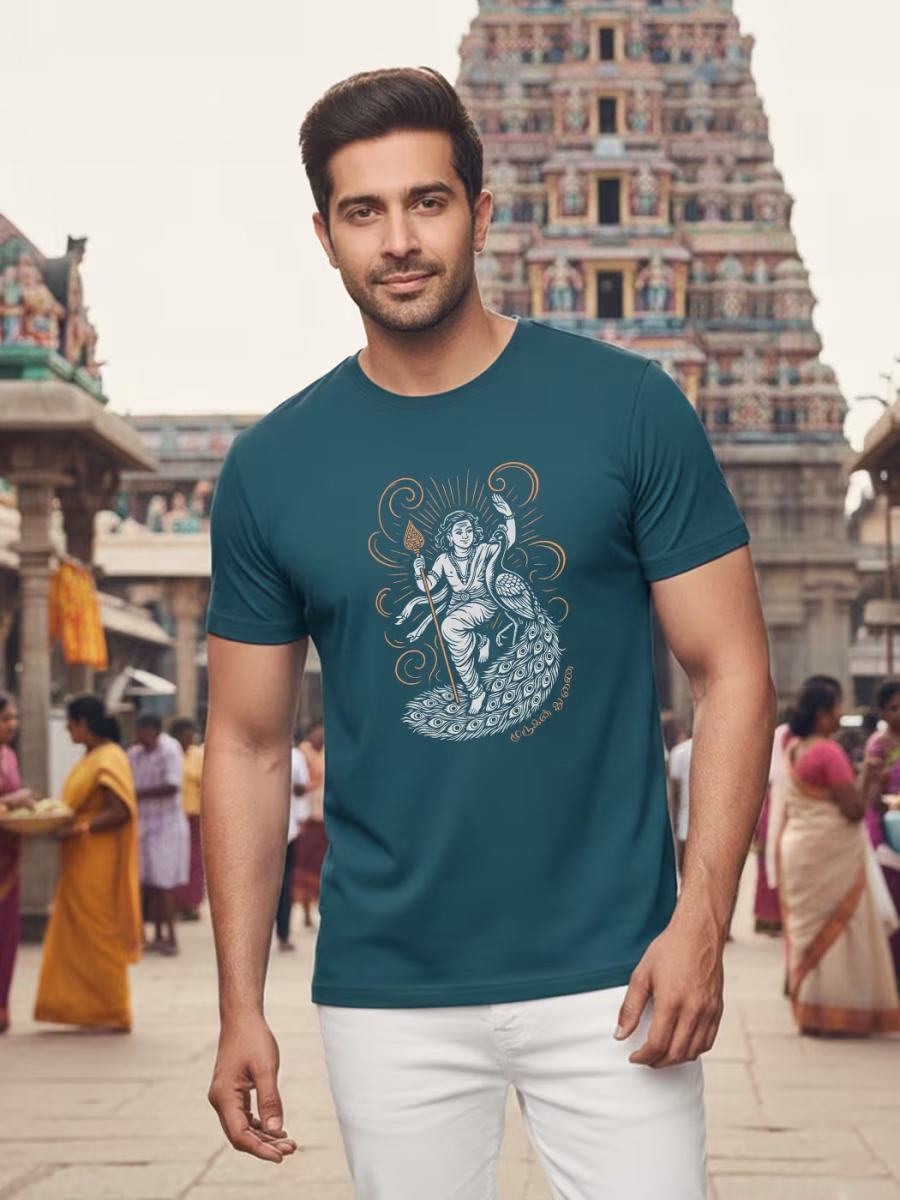 Murugan Thunai Graphical T-Shirt For Men - Half Sleeve